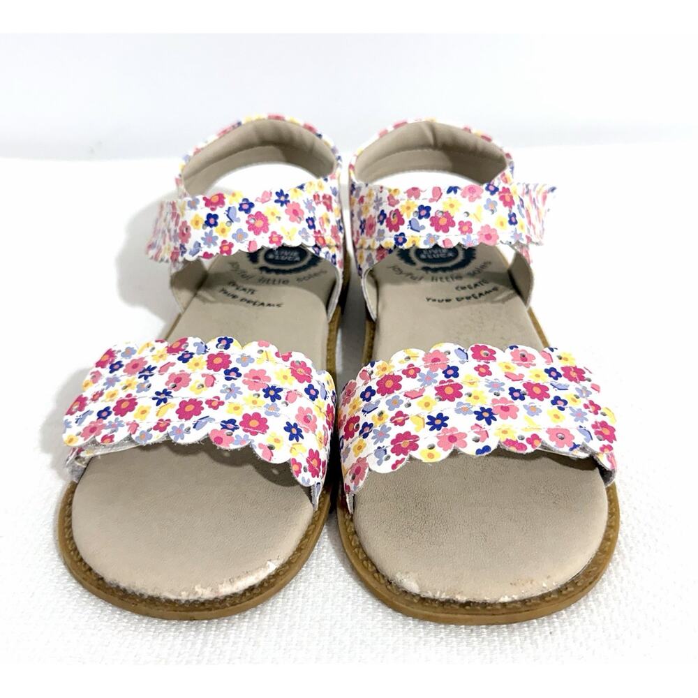 Livie Luca Girls Sandals US 13 M Leather Blue Pink Floral Adjustable Strap